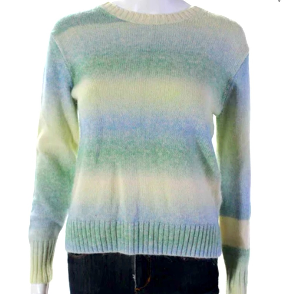 J Crew Womens Cotton Ombre Striped Print Long Sleeve Knit Sweater Blue Size M